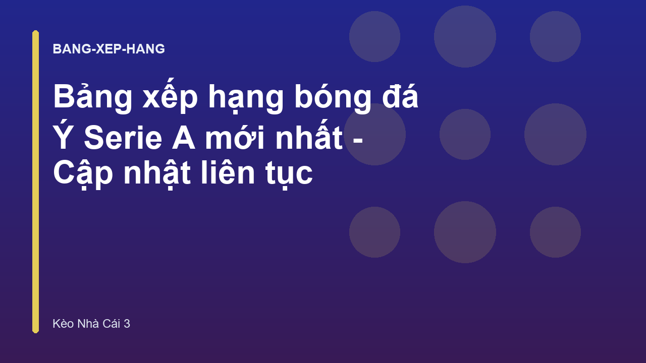 Bảng xếp hạng bóng đá Ý Serie A mới nhất - Cập nhật liên tục